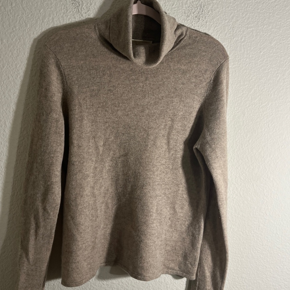 Simply Cashmere 100% cashmere Turtleneck Sweater XL Cream soft girl luxury fall - Picture 2 of 7
